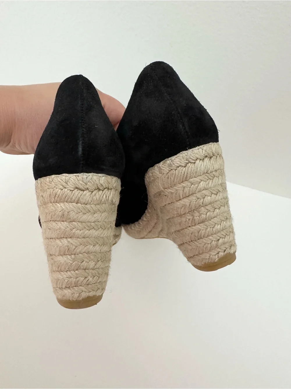 Vince Sonora Black Suede D'Orsay Platform Wedge Espadrille Sandals, Size 41 / 10